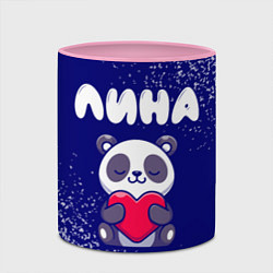 Кружка 3D Лина панда с сердечком, цвет: 3D-белый + розовый — фото 2