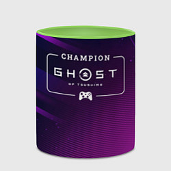 Кружка 3D Ghost of Tsushima gaming champion: рамка с лого и, цвет: 3D-белый + светло-зеленый — фото 2