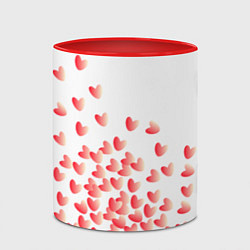 Кружка 3D Падающие сердечки, цвет: 3D-белый + красный — фото 2