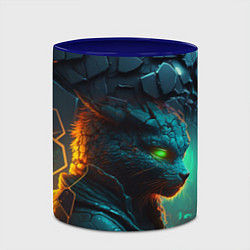 Кружка 3D Кот из разломленных неоновых плит, цвет: 3D-белый + синий — фото 2