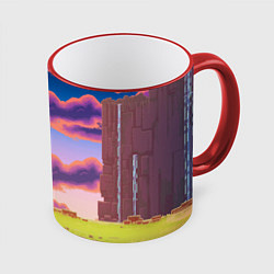 Кружка цветная Пиксельный пейзаж
