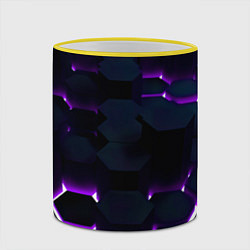 Кружка 3D Неоновые соты с подсветкой, цвет: 3D-желтый кант — фото 2