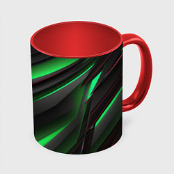 Кружка 3D Объемная текстура с зеленым свечением, цвет: 3D-белый + красный