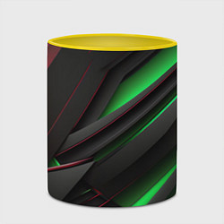 Кружка 3D Объемная текстура с зеленым свечением, цвет: 3D-белый + желтый — фото 2