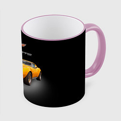 Кружка 3D Американский спорткар Chevrolet Corvette Stingray, цвет: 3D-розовый кант