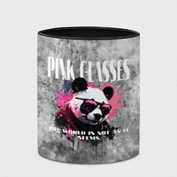 Кружка 3D Панда в розовых очках на сером фоне, цвет: 3D-белый + черный — фото 2
