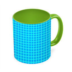 Кружка 3D Небесно голубой узор в клетку, цвет: 3D-белый + светло-зеленый