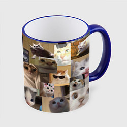Кружка 3D Мемные котики, цвет: 3D-синий кант