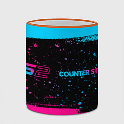 Кружка 3D Counter Strike 2 - neon gradient: надпись и символ, цвет: 3D-оранжевый кант — фото 2
