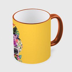 Кружка цветная Крутая розовая коала с бумбоксом и тропическими ли