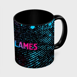 Кружка 3D In Flames - neon gradient: надпись и символ, цвет: 3D-белый + черный