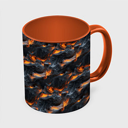 Кружка 3D Огненные волны - pattern, цвет: 3D-белый + оранжевый