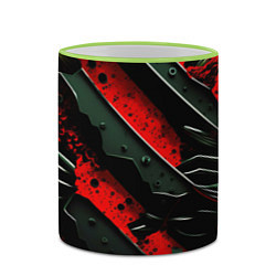 Кружка 3D Черные плашки на красном фоне, цвет: 3D-светло-зеленый кант — фото 2