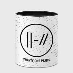 Кружка 3D Twenty One Pilots glitch на светлом фоне, цвет: 3D-белый + черный — фото 2