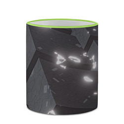 Кружка 3D Серые кубы с сигилами, цвет: 3D-светло-зеленый кант — фото 2