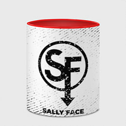 Кружка 3D Sally Face с потертостями на светлом фоне, цвет: 3D-белый + красный — фото 2
