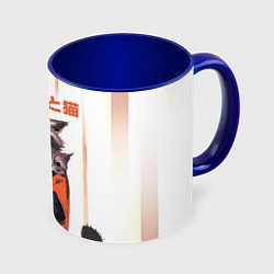 Кружка 3D Аниме Енот и Кот, цвет: 3D-белый + синий