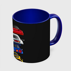 Кружка 3D Тойота, Ниссан, Хонда, Скайлайн, цвет: 3D-белый + синий