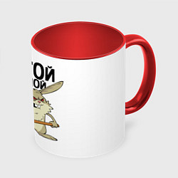 Кружка 3D Злой заяц, цвет: 3D-белый + красный