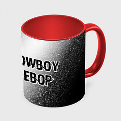 Кружка цветная Cowboy Bebop glitch на светлом фоне: надпись и сим