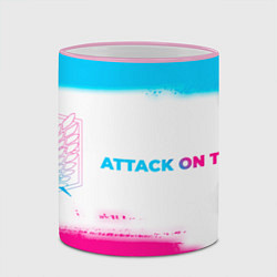 Кружка 3D Attack on Titan neon gradient style: надпись и сим, цвет: 3D-розовый кант — фото 2