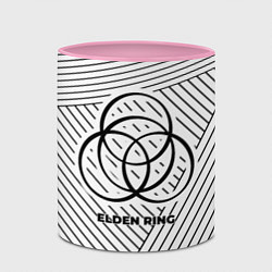 Кружка 3D Символ Elden Ring на светлом фоне с полосами, цвет: 3D-белый + розовый — фото 2