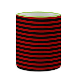 Кружка 3D Темно-красные полосы, цвет: 3D-светло-зеленый кант — фото 2