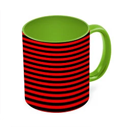 Кружка 3D Черно-красные полосы, цвет: 3D-белый + светло-зеленый