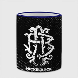 Кружка 3D Nickelback с потертостями на темном фоне, цвет: 3D-синий кант — фото 2