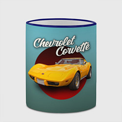 Кружка 3D Классический спорткар Chevrolet Corvette Stingray, цвет: 3D-синий кант — фото 2