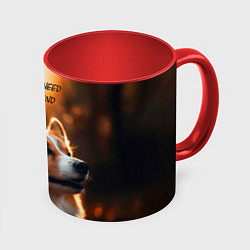 Кружка 3D Любовь и корги, цвет: 3D-белый + красный