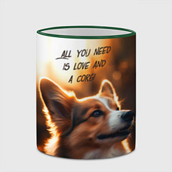 Кружка 3D Любовь и корги, цвет: 3D-зеленый кант — фото 2