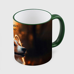 Кружка 3D Любовь и корги, цвет: 3D-зеленый кант