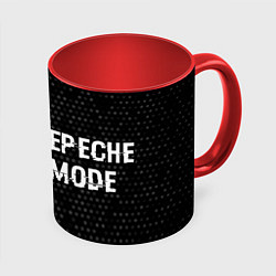 Кружка 3D Depeche Mode glitch на темном фоне: надпись и симв, цвет: 3D-белый + красный