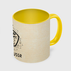 Кружка 3D Сделано в СССР знак качества, цвет: 3D-белый + желтый