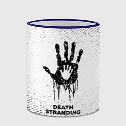 Кружка 3D Death Stranding с потертостями на светлом фоне, цвет: 3D-синий кант — фото 2