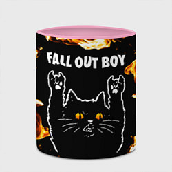 Кружка 3D Fall Out Boy рок кот и огонь, цвет: 3D-белый + розовый — фото 2