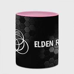 Кружка 3D Elden Ring glitch на темном фоне: надпись и символ, цвет: 3D-белый + розовый — фото 2