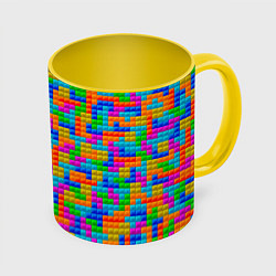 Кружка 3D Крупные блоки Тетрис, цвет: 3D-белый + желтый