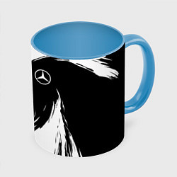 Кружка 3D Mercedes benz - white color, цвет: 3D-белый + небесно-голубой
