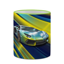 Кружка 3D Суперкар Lamborghini Reventon, цвет: 3D-светло-зеленый кант — фото 2