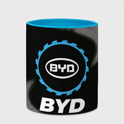 Кружка 3D BYD в стиле Top Gear со следами шин на фоне, цвет: 3D-белый + небесно-голубой — фото 2