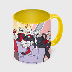 Кружка 3D Helltaker team, цвет: 3D-белый + желтый