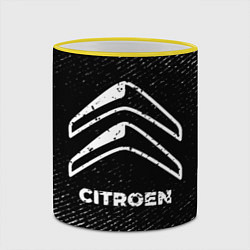 Кружка 3D Citroen с потертостями на темном фоне, цвет: 3D-желтый кант — фото 2