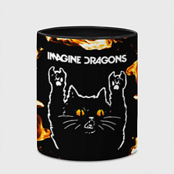 Кружка 3D Imagine Dragons рок кот и огонь, цвет: 3D-белый + черный — фото 2