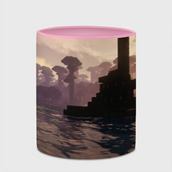 Кружка 3D Minecraft - река в лесу, цвет: 3D-белый + розовый — фото 2
