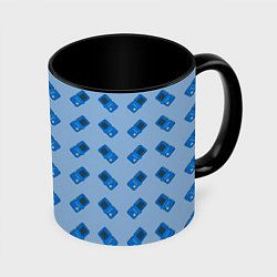 Кружка 3D Синяя консоль тетрис, цвет: 3D-белый + черный