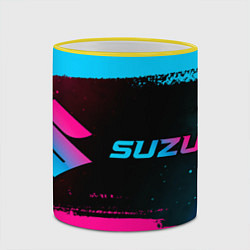 Кружка 3D Suzuki - neon gradient: надпись и символ, цвет: 3D-желтый кант — фото 2