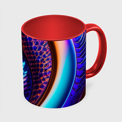 Кружка 3D Неоновый водоворот, цвет: 3D-белый + красный