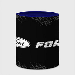 Кружка 3D Ford speed на темном фоне со следами шин: надпись, цвет: 3D-белый + синий — фото 2